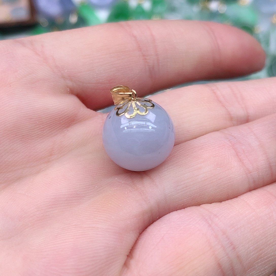 翡翠吊坠(不含链)18K金镶嵌