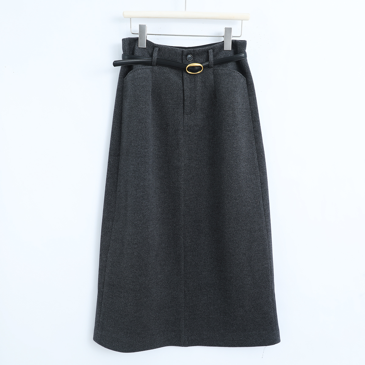 58770  品质柜货！精裁！秋冬女士舒适气质高腰开叉时尚百搭半身裙