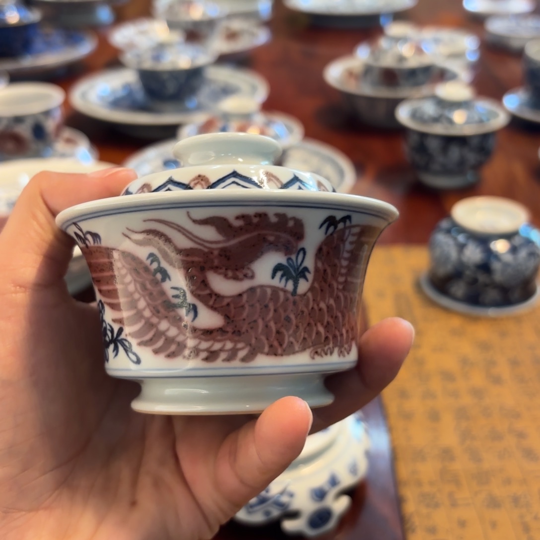 盖碗景德镇手工手绘茶具