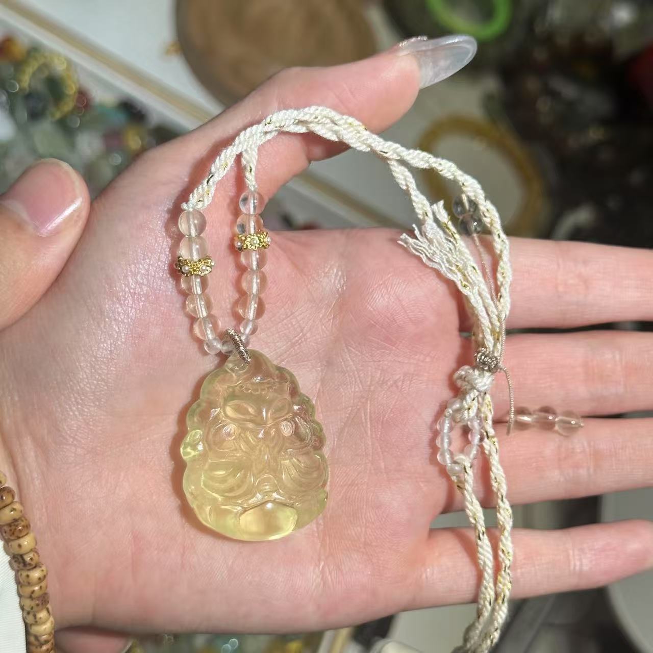 【O15】黄水晶九尾狐项链一条