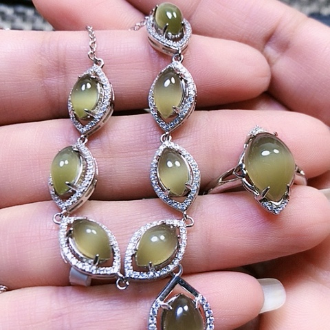 和田玉银S925镶嵌挂件