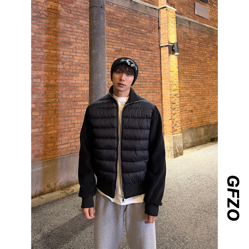 冬季奥粒绒拼接棉衣结构螺纹立领轻量化排骨棉服休闲夹克外套