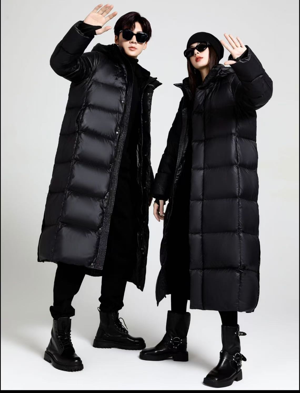 【黑金鸭绒长款】冬季情侣羽绒服男女同款百搭外套防风防水保暖