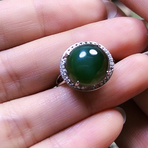 和田玉银S925镶嵌戒指