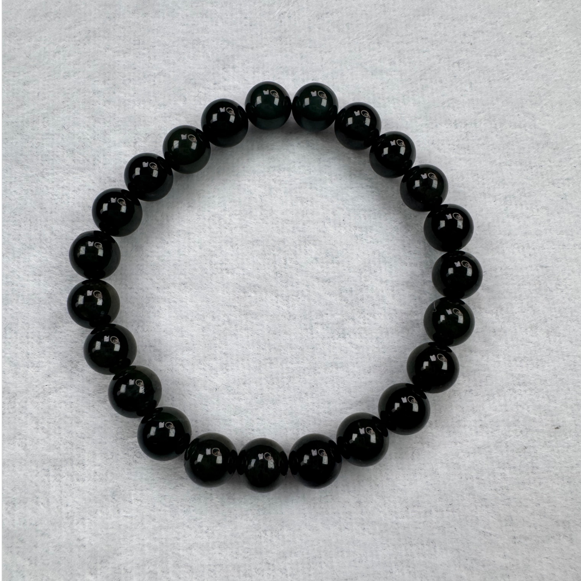 《大庆小美》新疆和田玉且末蓝圆珠单圈手串油润细腻无杂无裂