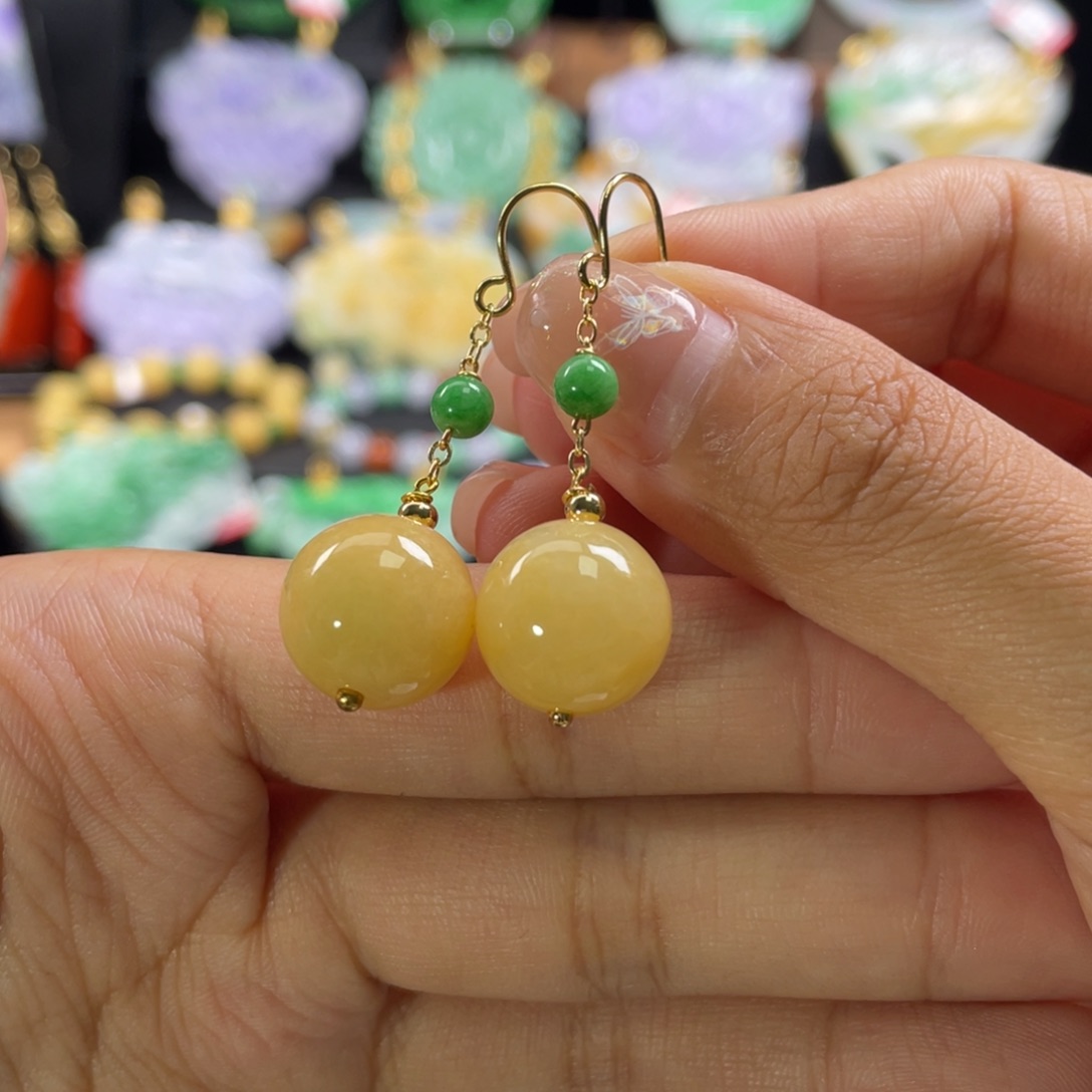 翡翠未镶嵌耳饰代编织