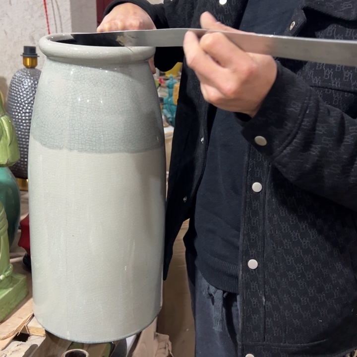 摆件高48口15公分微瑕捡漏冰裂