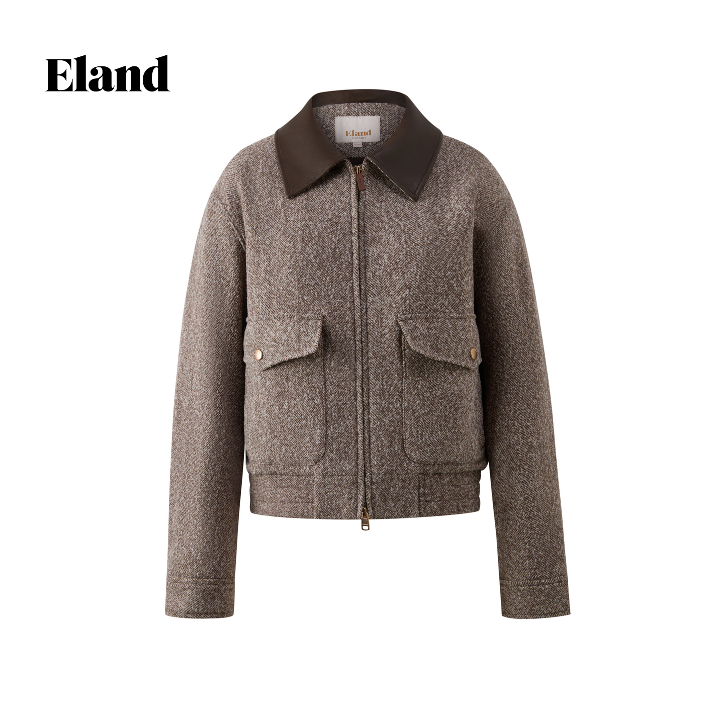 Eland衣恋毛呢外套女短款保暖羊毛大衣EEJWG61S03