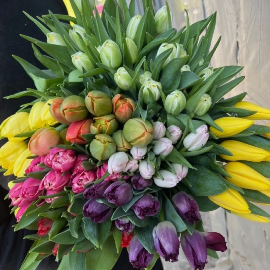 郁金香颜色随机（粉色，橙色，红色）瓶插花