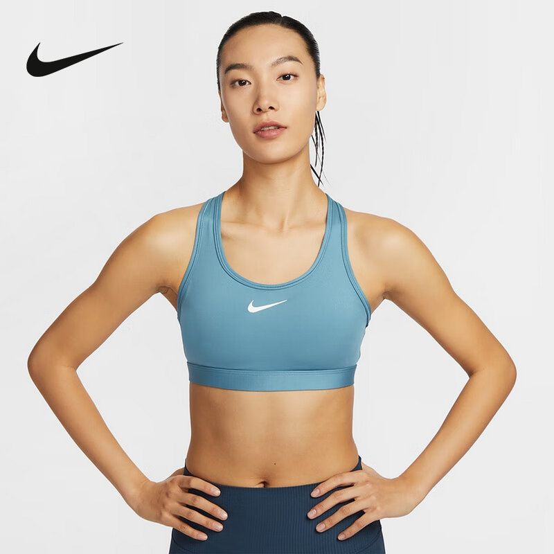 NIKE耐克女子夏季透气中强度支撑衬垫运动健身瑜伽内衣DX6822-017
