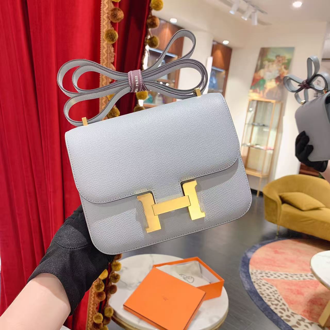 95新 Hermes/爱马仕 爱马仕constance19冰川蓝金扣epsom/82321138