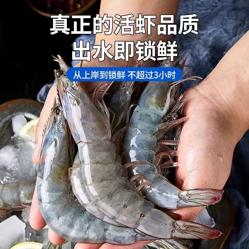 厄瓜多尔南桑塔白虾盐冻鲜嫩紧实带箱4斤