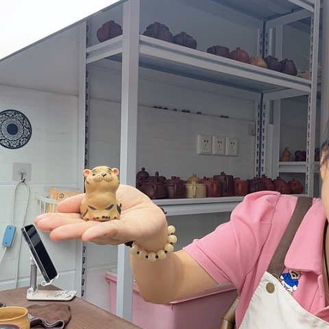 段泥茶案老虎茶宠