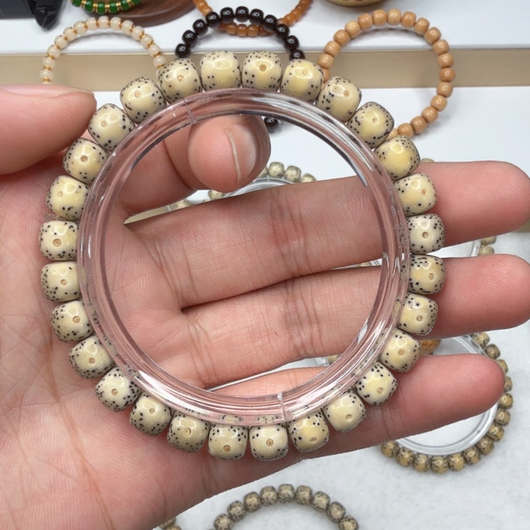 星月菩提手串石玉料大眼睛留白细星单圈