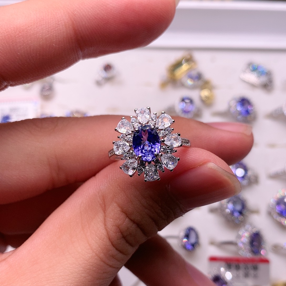 坦桑石戒指银S925镶嵌