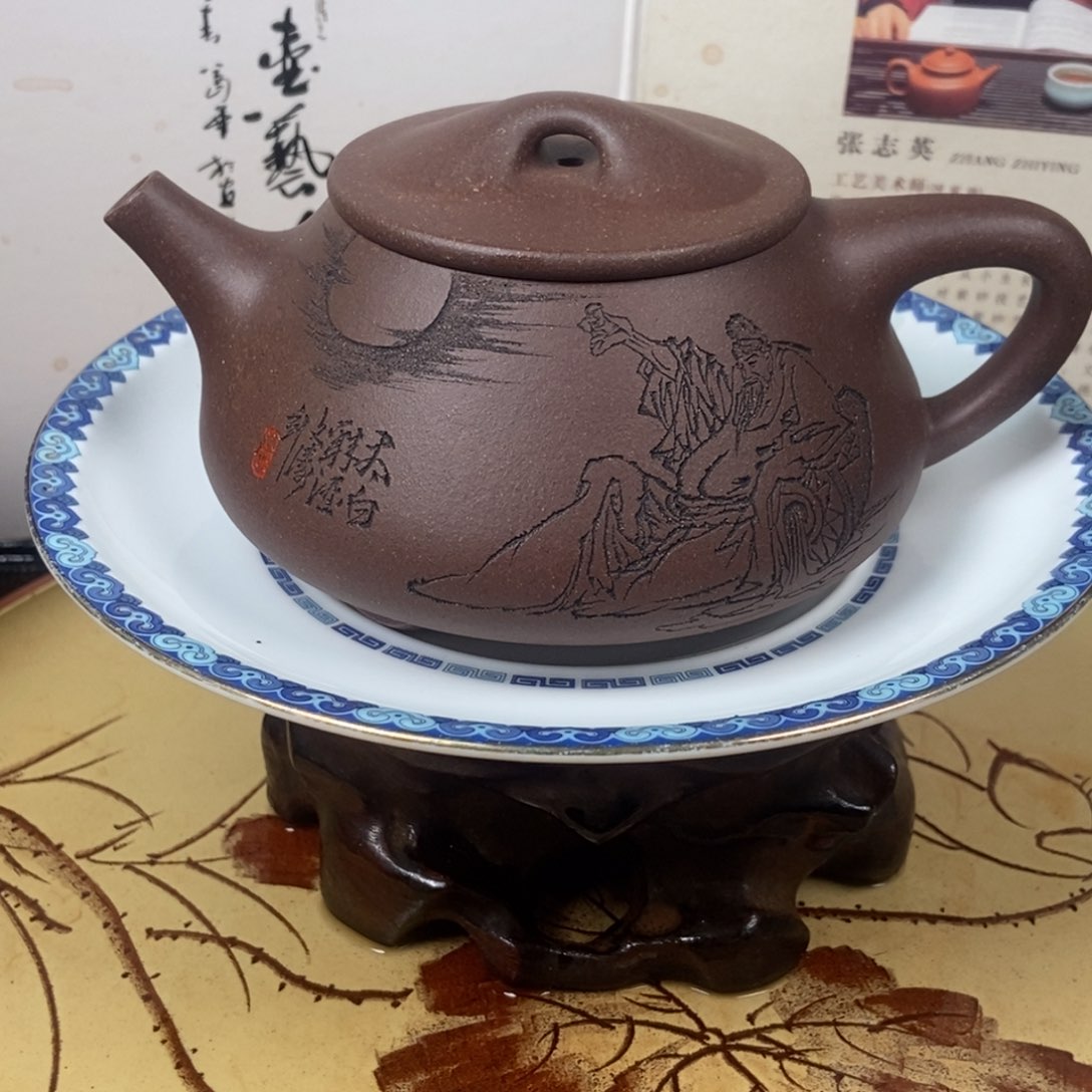 紫砂茶壶全手万文涛刻绘260