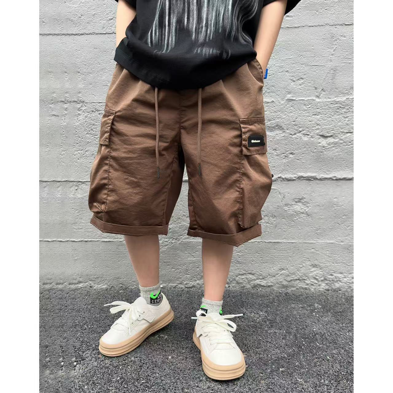 502975童装男童休闲五分裤 2025夏儿童潮酷洋气休闲棉布宝宝短裤