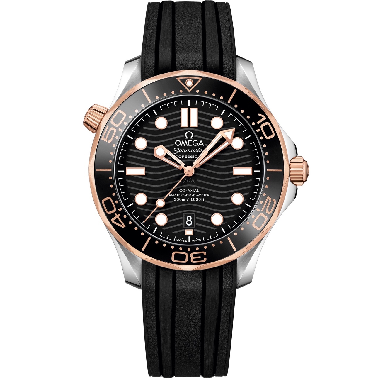 99新 Omega/欧米茄 欧米茄海马300黑胶玫瑰金42mm全套