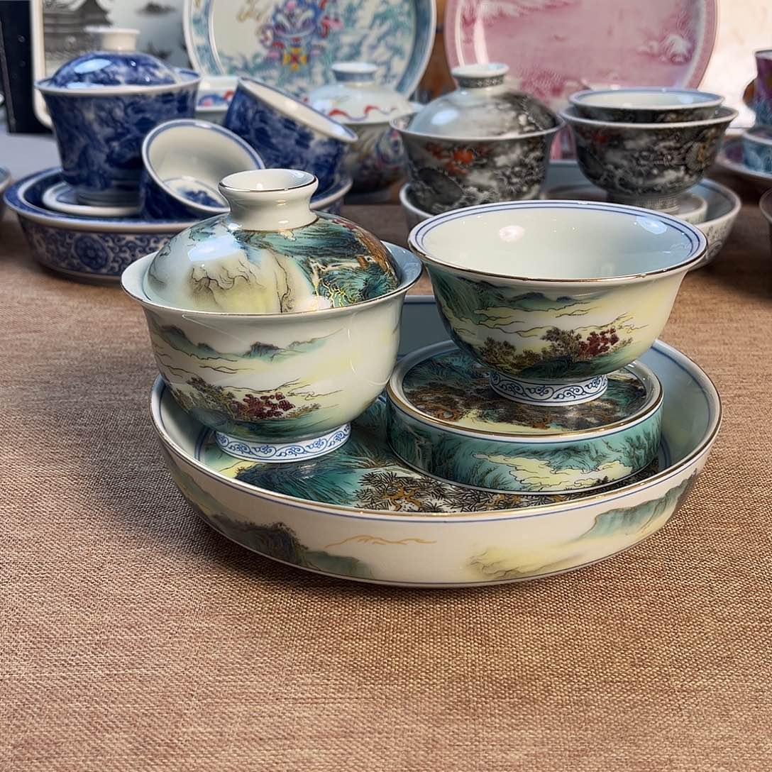 高温釉下彩茶具套装