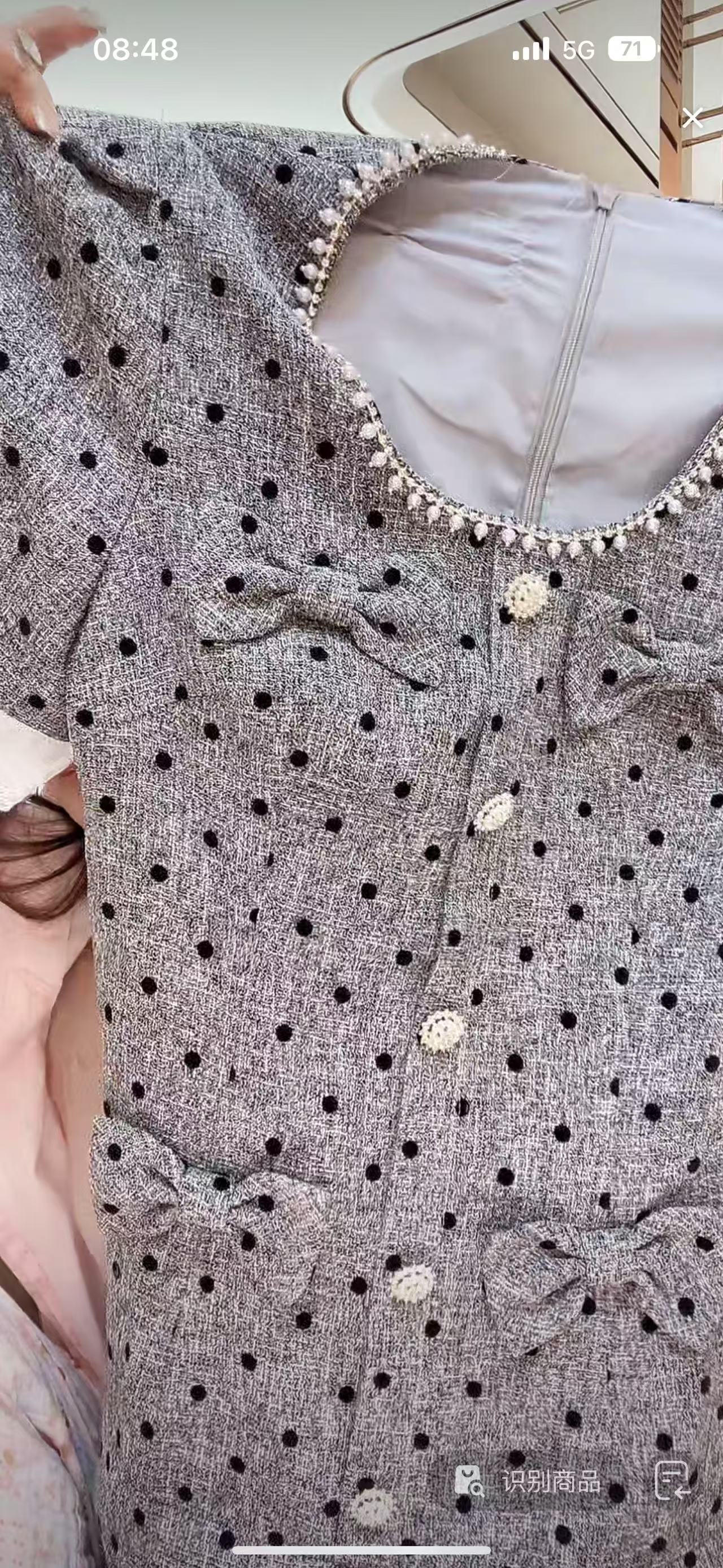 亿蒽 灰色斑点高定连衣裙 202540834A