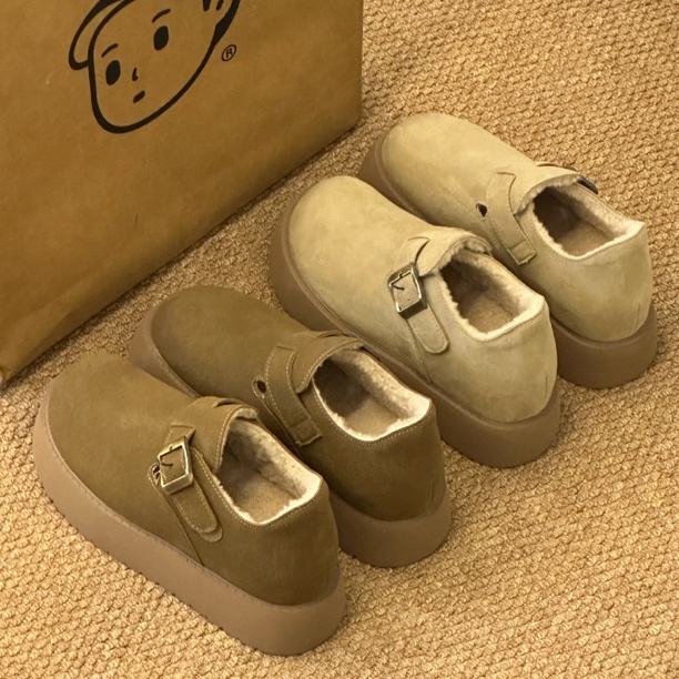 晚睡兰•内增高7cm牛皮厚底女鞋内增高秋冬棉鞋百搭复古风勃肯鞋子