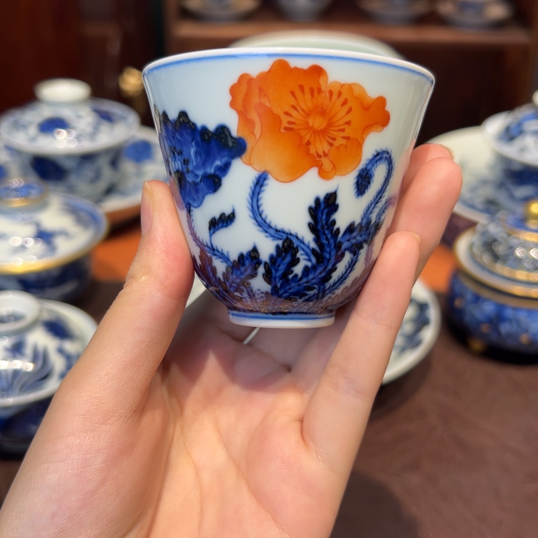 青花雯华堂手绘杯杯