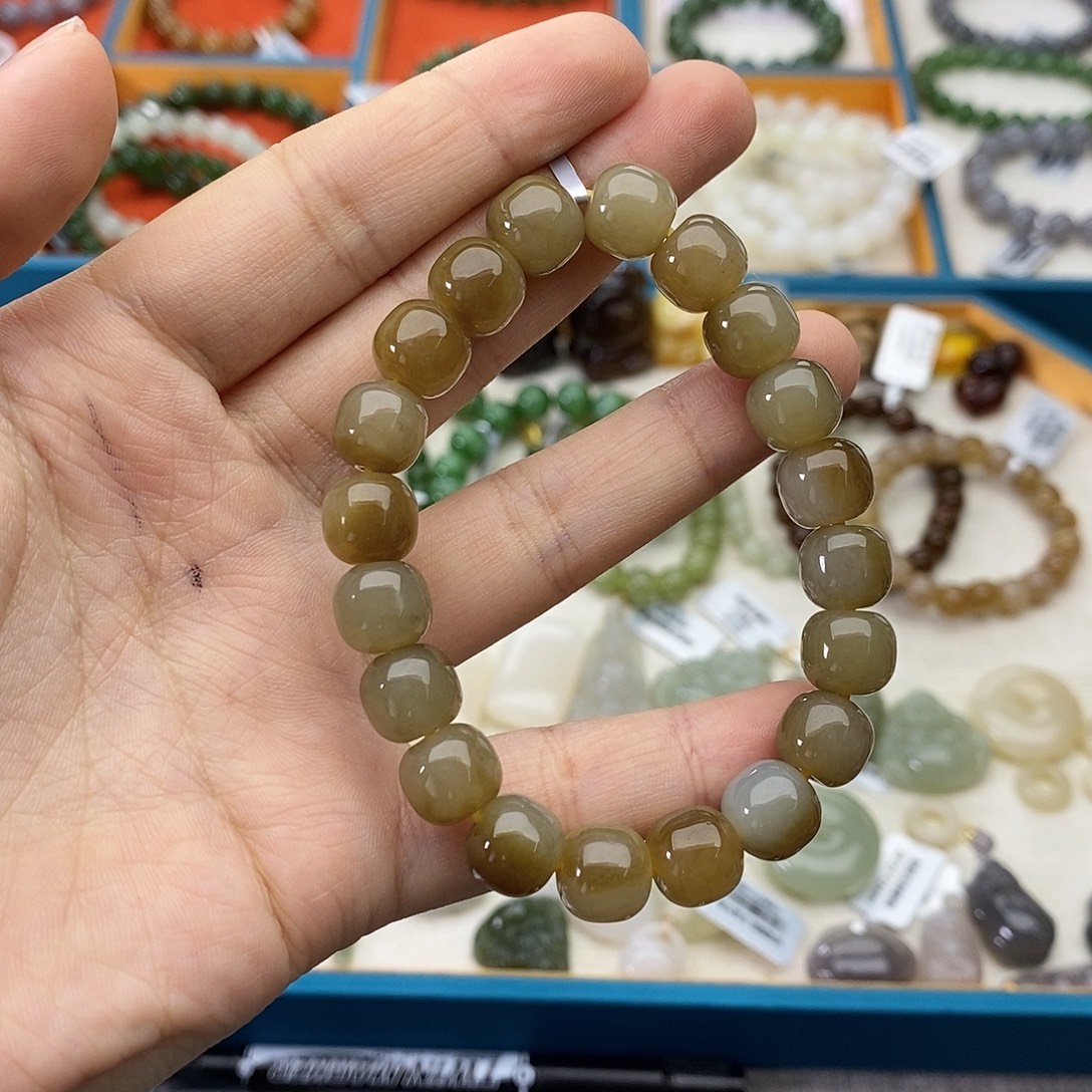 和田玉未镶嵌手链w7且末糖白9*10