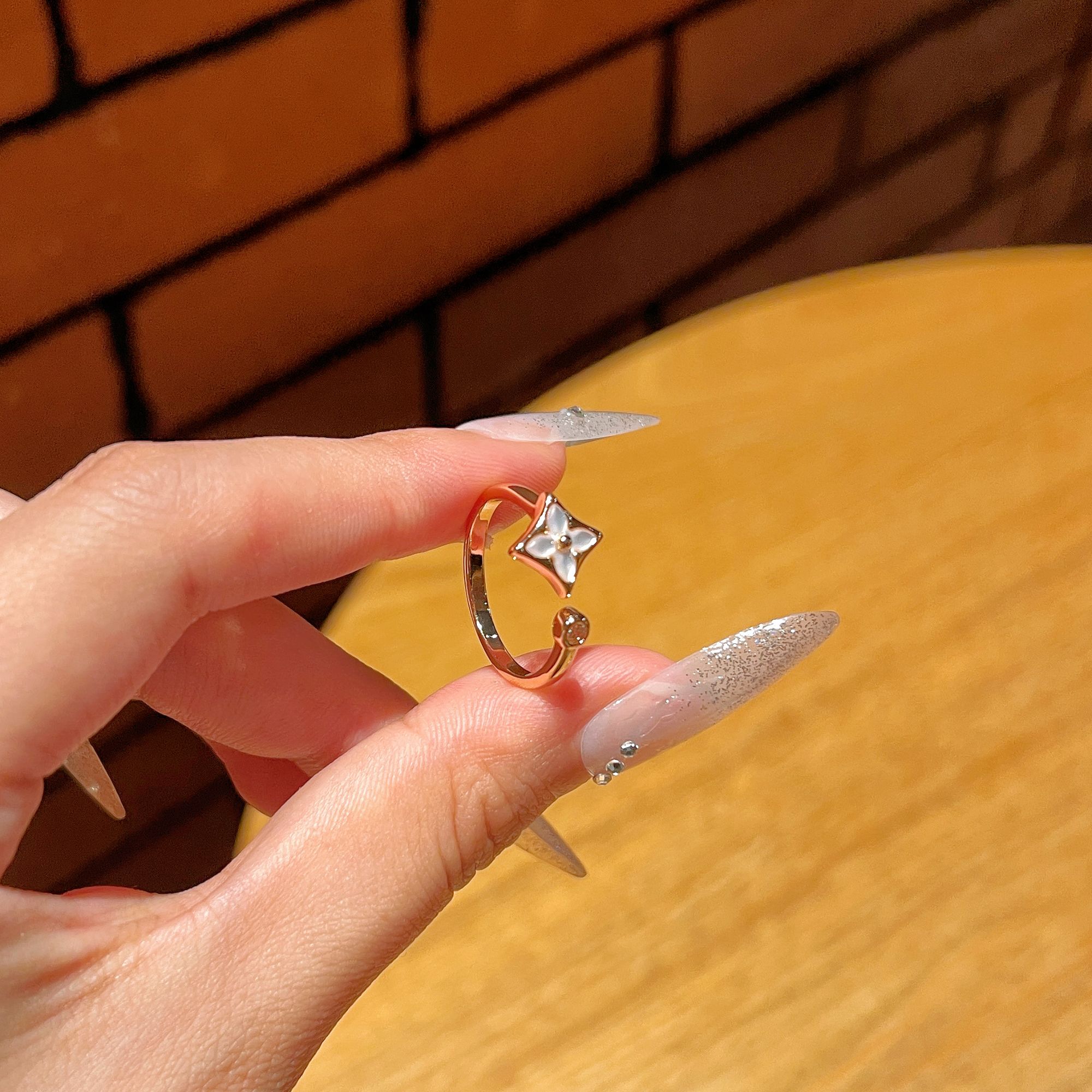 铜合金戒指 设计师款镀18K高定老花戒指