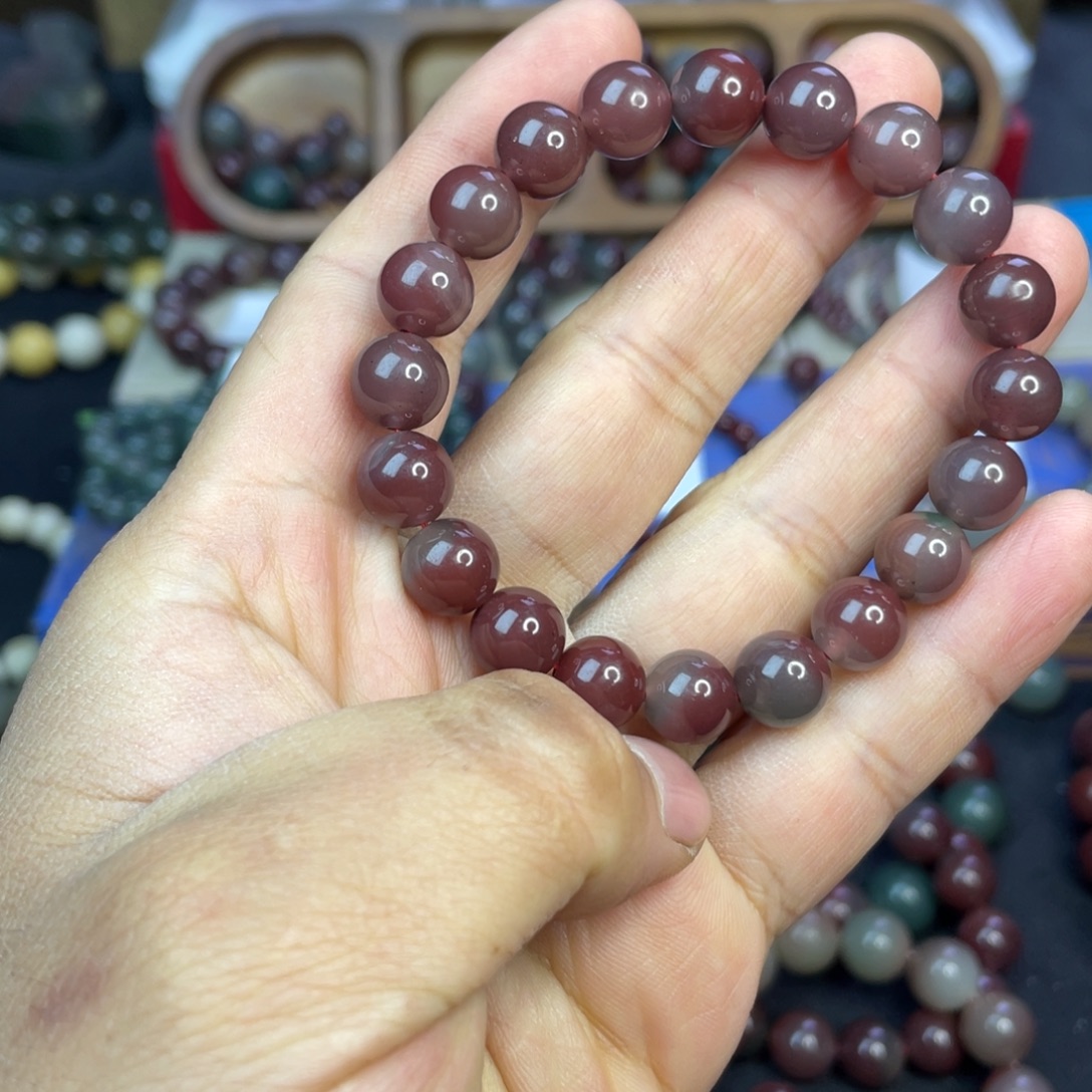 玛瑙/玉髓合金手链天然原矿微瑕亏米漏