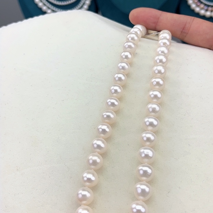 淡水珍珠颈饰银S925镶嵌卡10高品