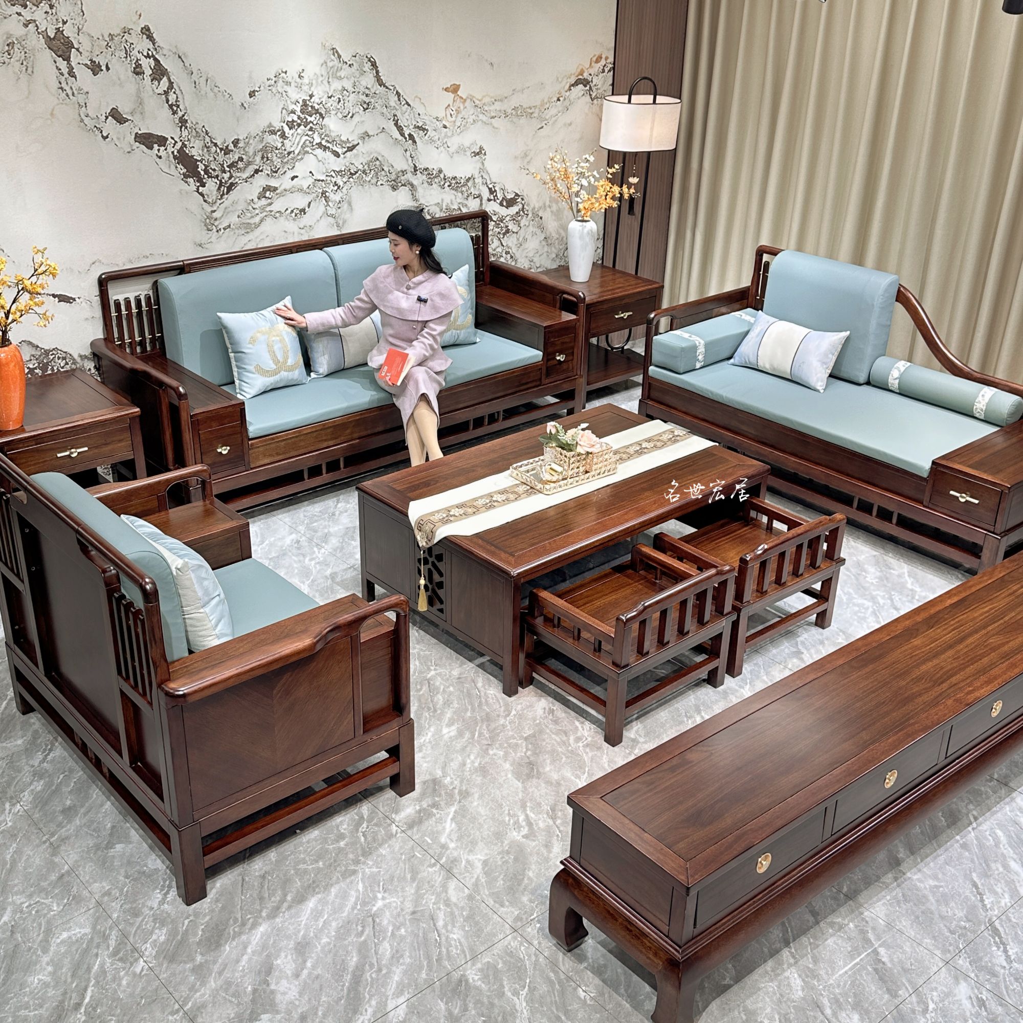 新中式实木沙发乌金木客厅沙家用沙发组合古典沙发