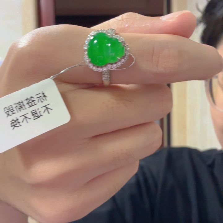 翡翠银S925镶嵌颈饰戒指