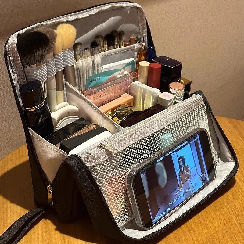 站立式化妆包大容量便携式女生外出化妆刷分区立体收纳包旅行包LQ