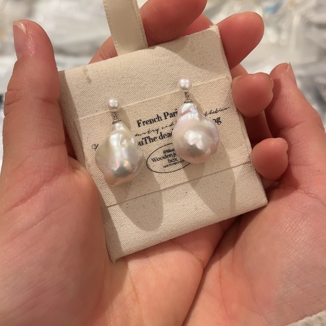 淡水珍珠耳饰银S925镶嵌