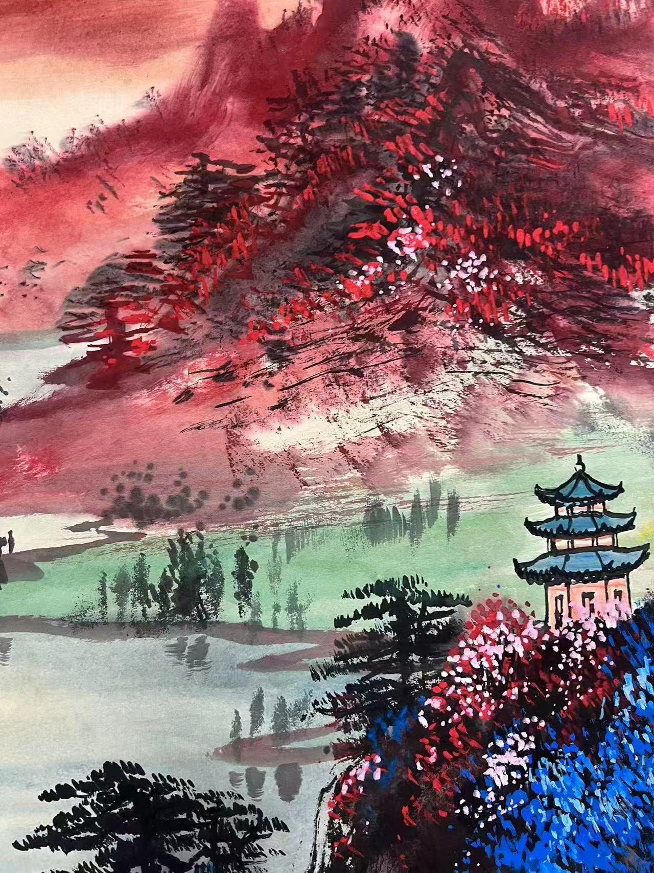 《峡江帆影》中堂画艺术装饰画适合玄关软装裱