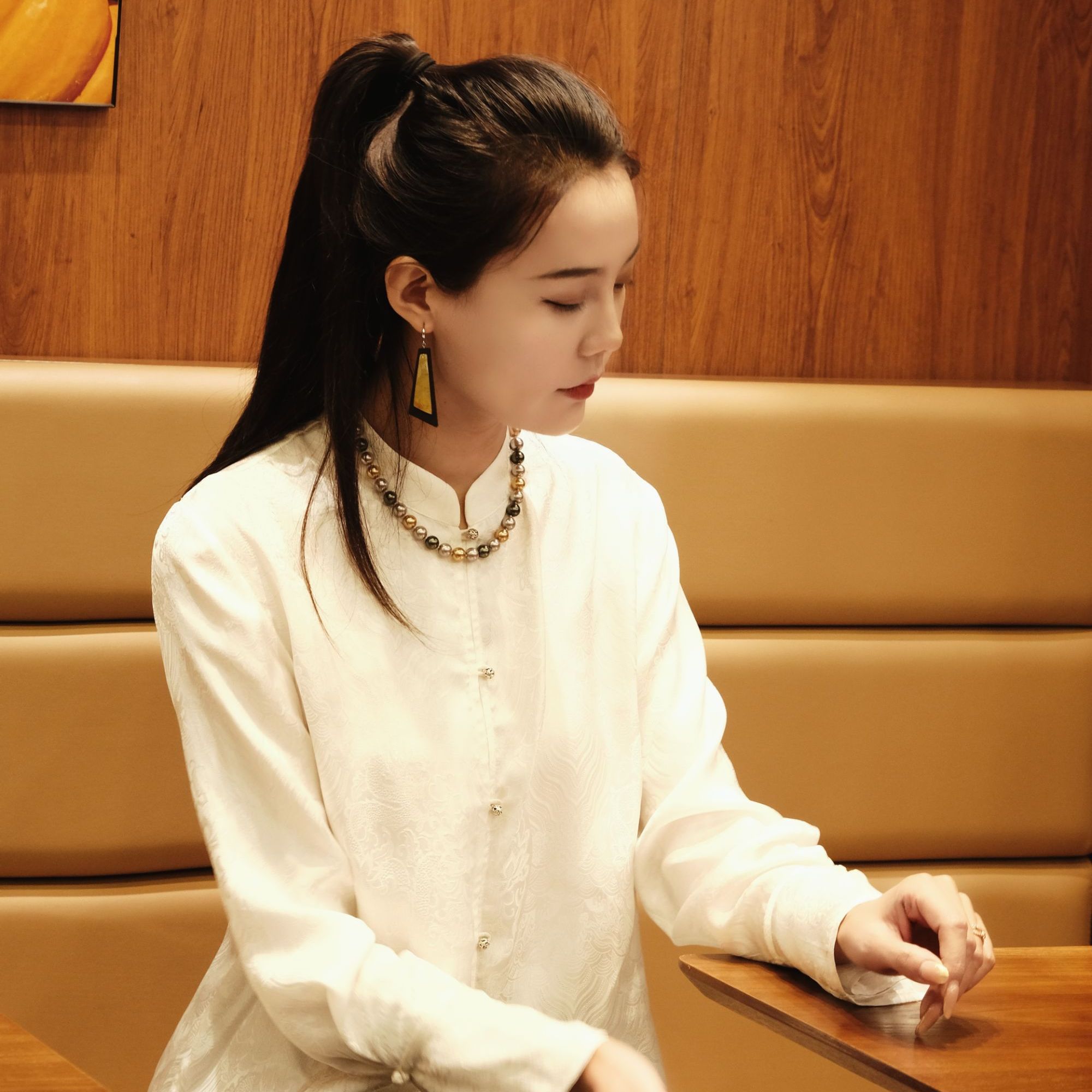 非金属木质耳饰 彩彩美学定制【白牡丹】国风定制