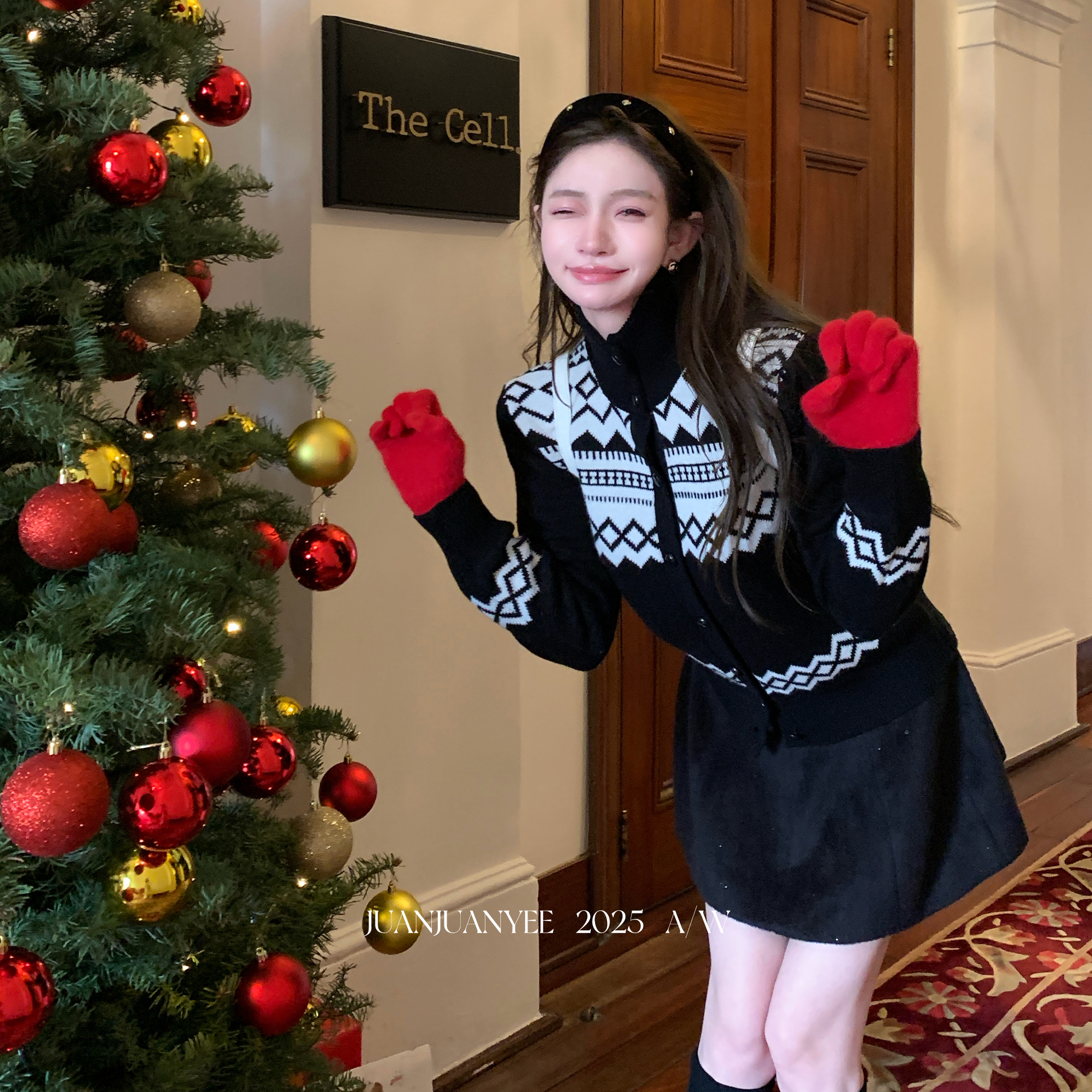 juanjuanyee【L*紫标费尔岛】奢感190羊毛提花费尔岛针织开衫毛衣