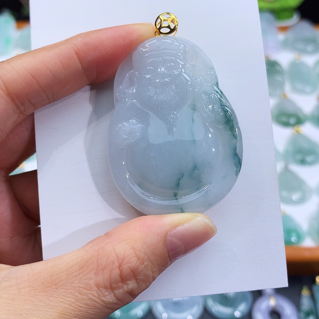 翡翠18K金镶嵌颈饰翡翠吊坠