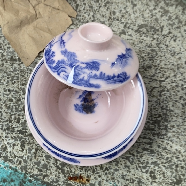 摆件陶红稀土富春山居三才盖碗