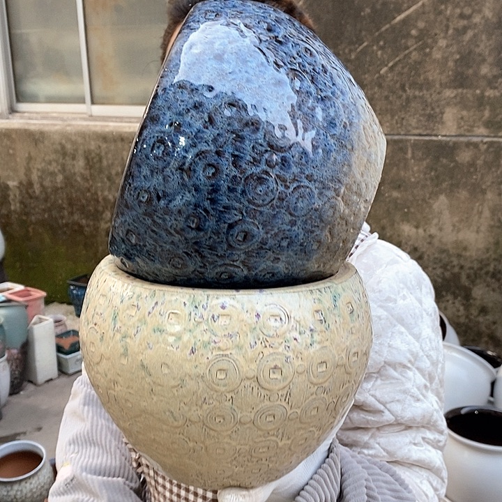 紫砂花盆瑕疵口18高18