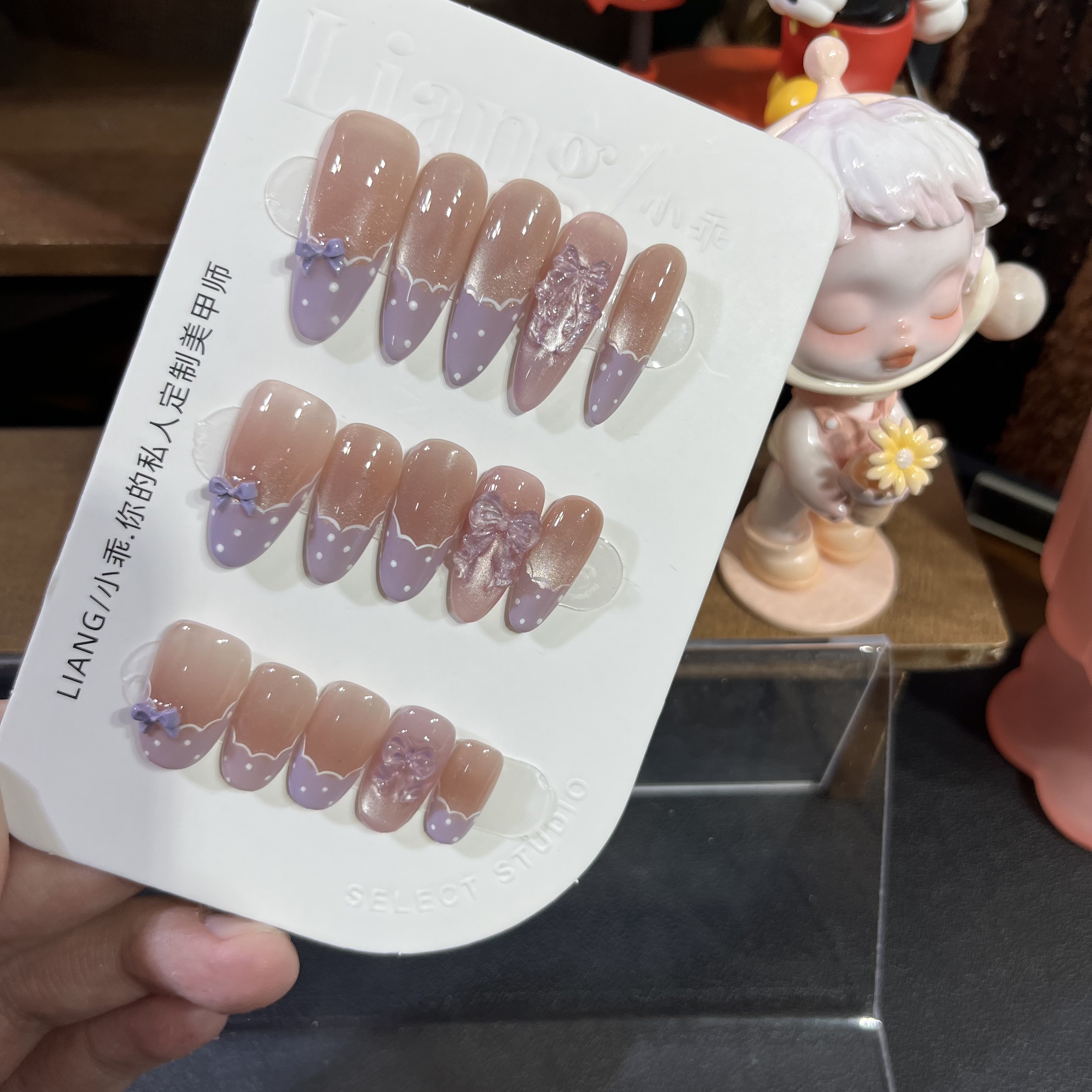 【花边紫蝴蝶】高端 纯手工 定制 穿戴甲 轻奢美甲显白气质穿戴式