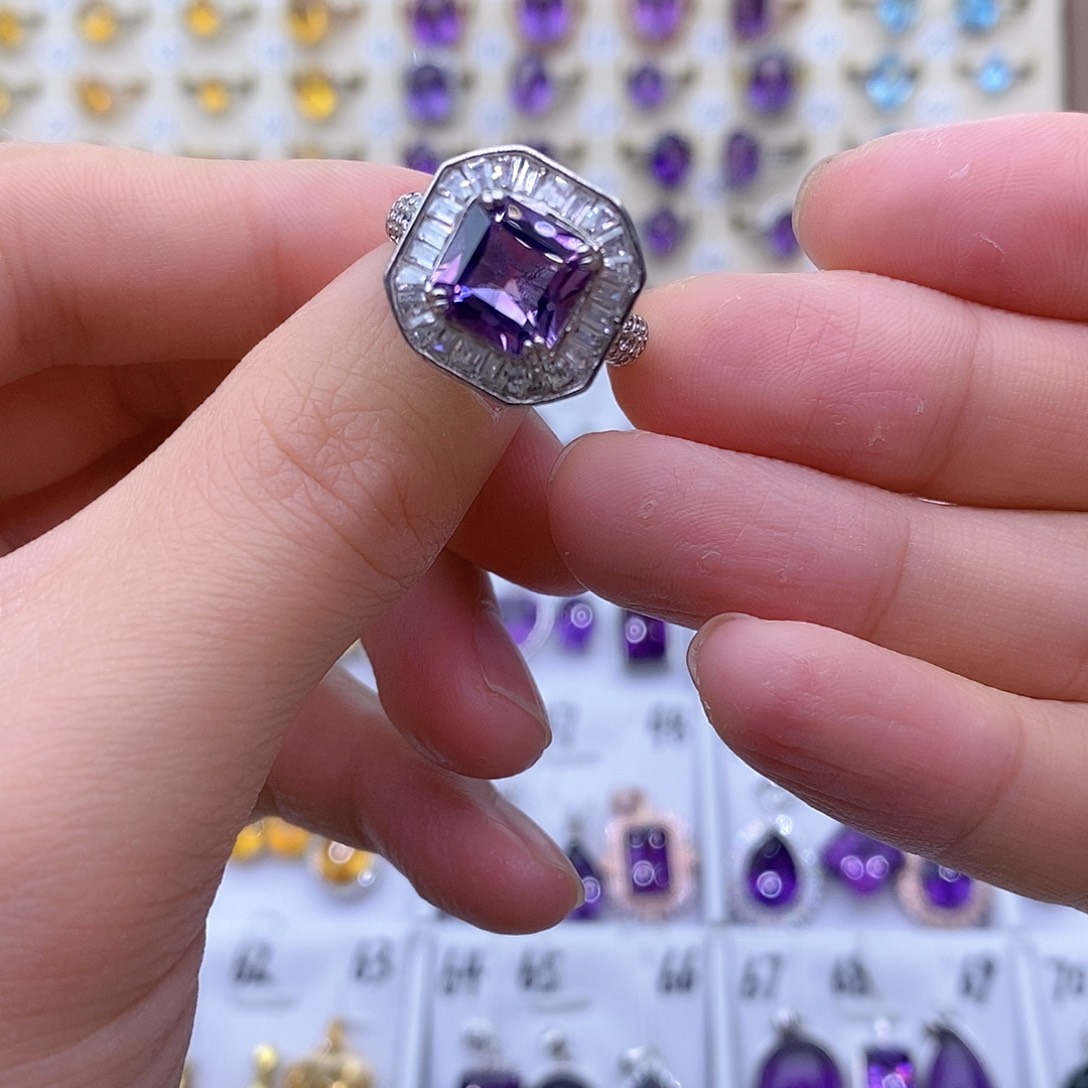 紫晶纯天然无优化紫水晶Q银S925镶嵌
