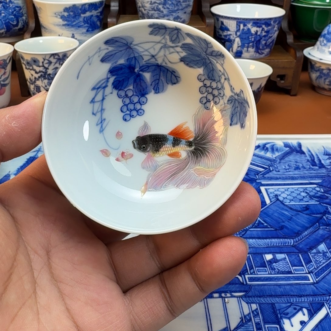 泉***9杯子陶景德镇全手工手绘陶瓷