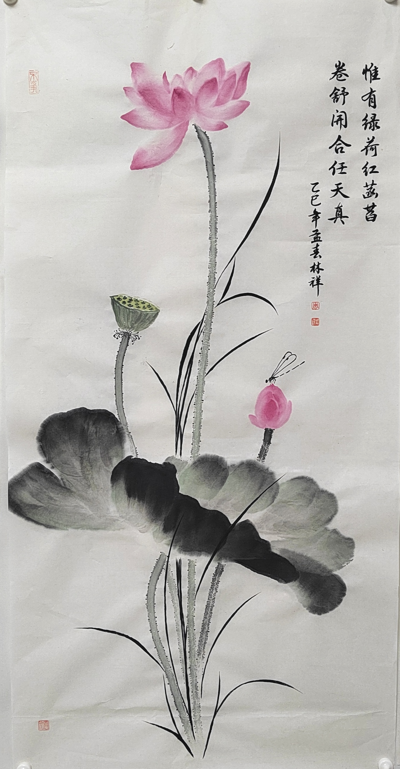 荷花图 尺寸100×50厘米