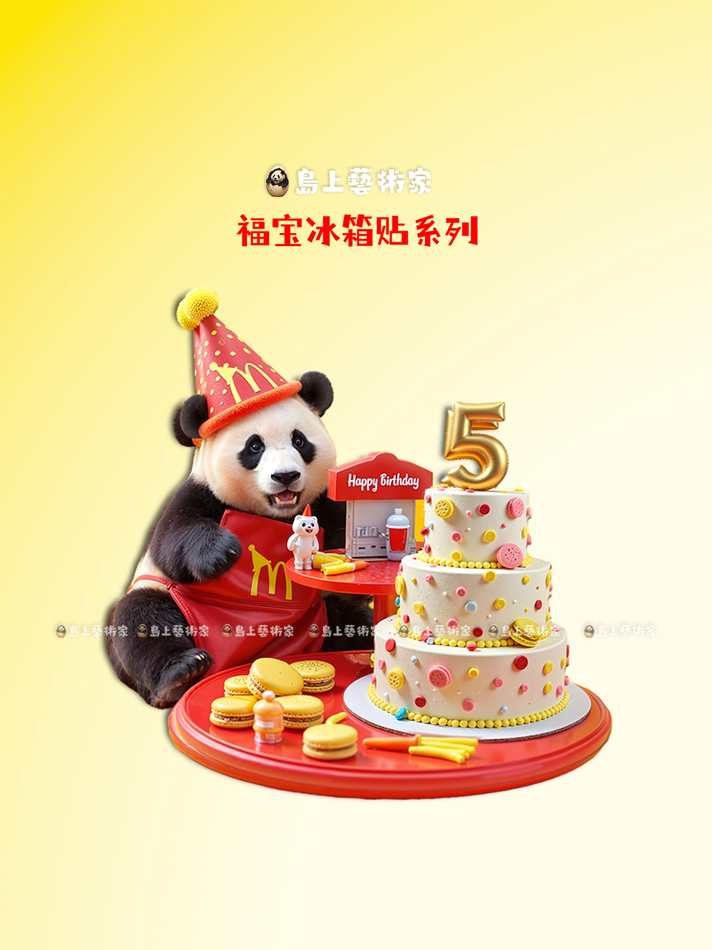 【福宝熊猫冰箱贴】福宝5岁生日冰箱贴文创大熊猫原创周边亚克力