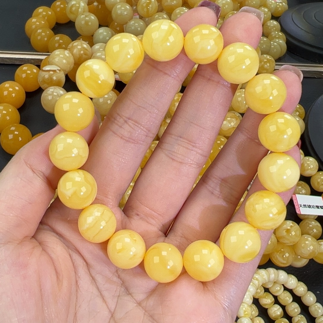 琥珀未镶嵌手链19.2黄白蜡