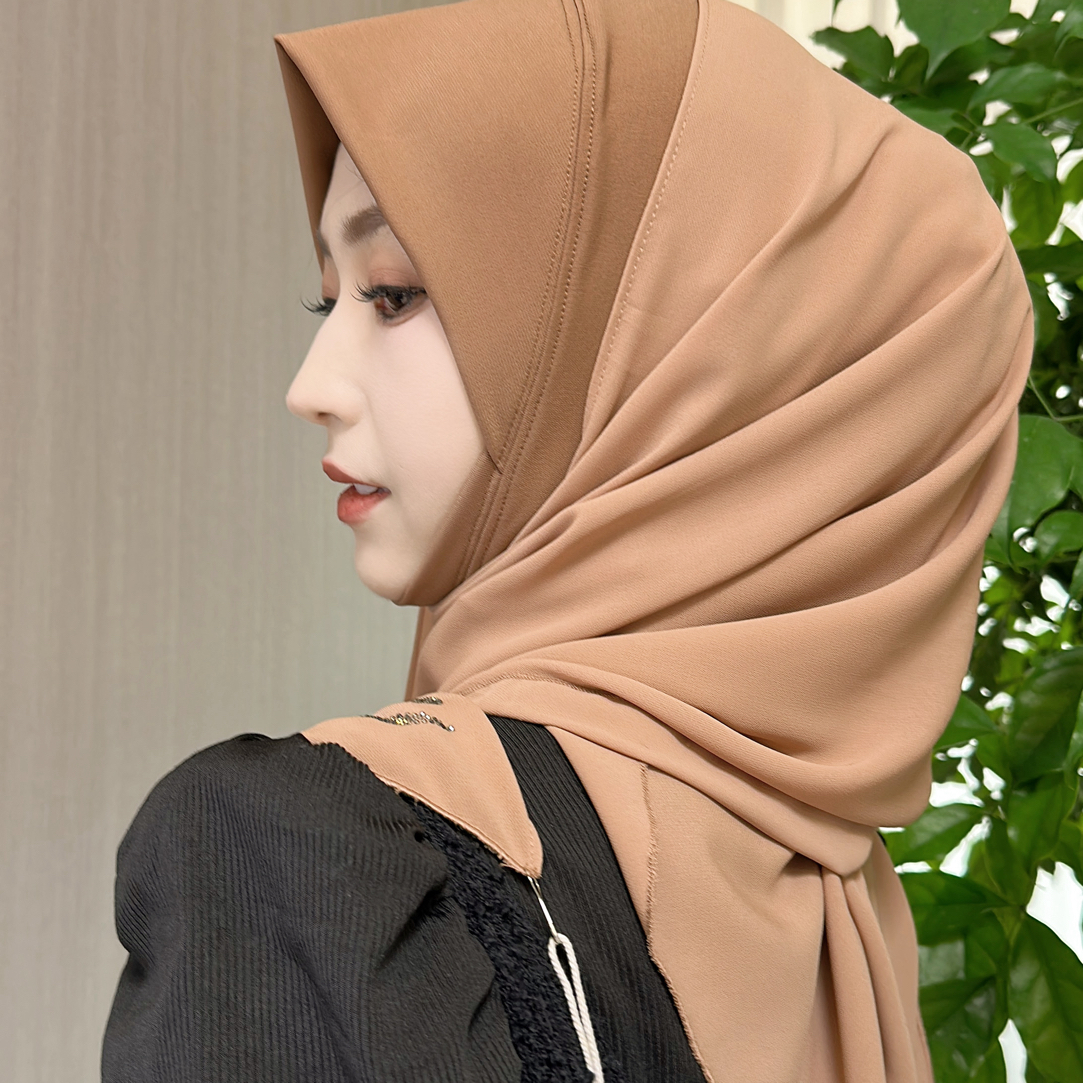 FLOWER 【简序】水晶麻拼接乱麻绕巾高品质套头（配盒针）