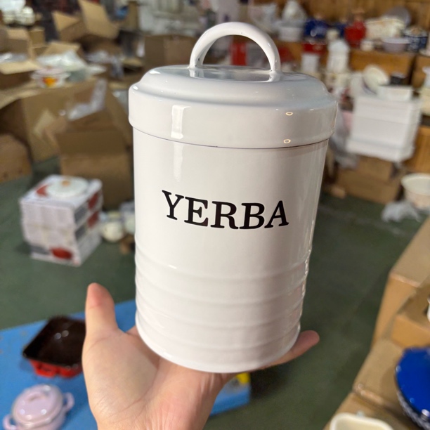 捡漏高定款，欧美订单大容量珐琅搪瓷加高茶叶罐咖啡瓶密封保鲜罐