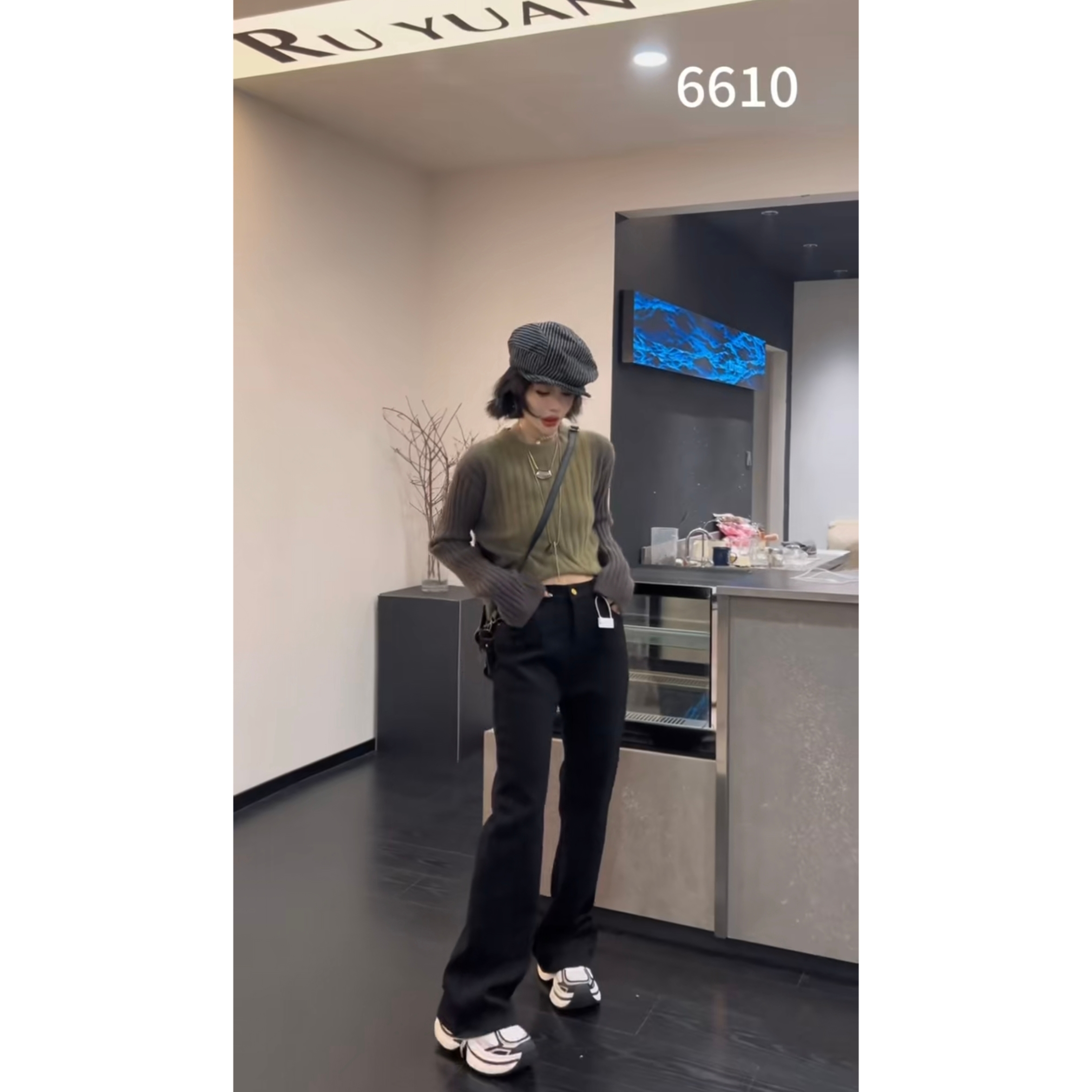 6610冬季加绒微喇牛仔裤时尚百搭