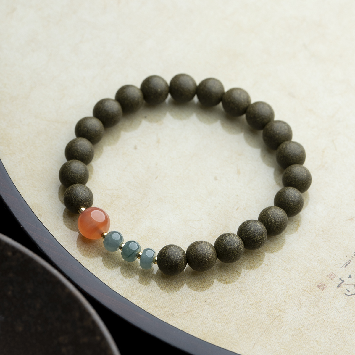 【唐宫醒神香方】茶香合香珠8mm单圈非遗天然手工制作